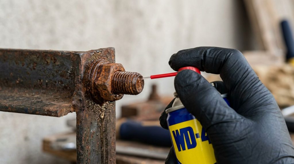 Aplicando WD-40 em um parafuso enferrujado