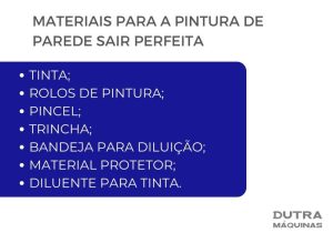 Retângulo azul com itens necessários para realizar pintura em fundo branco.