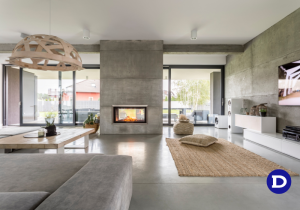 Ambiente interno com cimento queimado