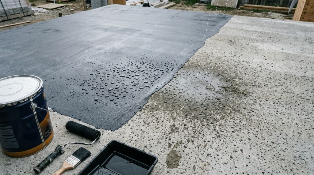 Superfície de concreto com pintura e gotejamento de água